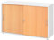 bümö Schiebetürenschrank 2OH - Aktenschrank abschließbar, Sideboard Schrank mit Schiebetüren in Weiß/Buche, Bogengriff - Büroschrank aus Holz mit Schiebetür, Büro Kommode für Ordner & Co.