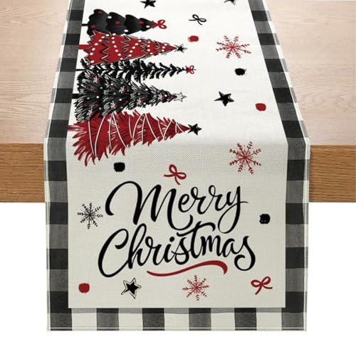 Tischläufer Weihnachten, Weihnachtstischdecke Weihnachtsbaum, Tischdeko Weihnachten, Tischdecke Winter Tischband für Esstisch Küche Urlaub Party Deko