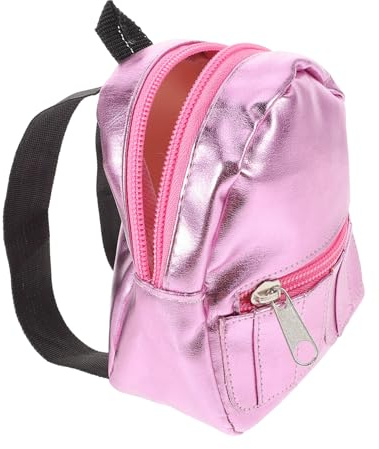 HONITANO Miniatur Puppenrucksack Puppenhaus Zubehör Kreativer Mini Schulranzen Dekoratives in Rosa Funktionaler Mini Rucksack für Puppen Stilvolles Hausdekor
