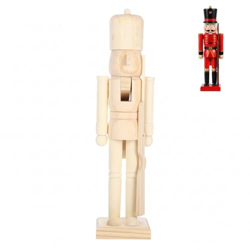 Veemoon 38CM(15 Zoll) Holz Unvollendete Nussknacker Unbemalt Weihnachten Nussknacker Zum Selbermachen Blanko Nussk Nacker Figur DIY-Bastelarbeiten Dekoration FüR Malen Und Basteln