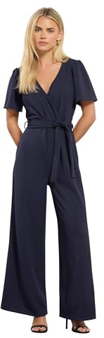 M&Co Petite Blue Wide Leg Jumpsuit - Women's