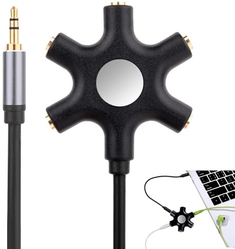 Répartiteur Audio Câble Jack 3.5mm – Multiprise 5 Prises Casque Compatible avec iPhone, iPad, Samsung, Adaptateur Audio Stéréo pour Haut-Parleur, PC, Téléphone