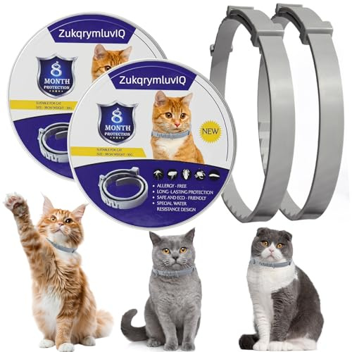 2-Pack Cat Collar with Natural Essential Oils, Waterproof & Adjustable, Gentle Everyday Protection, Provides 16 Months of Use, for Cats Over 7 Weeks