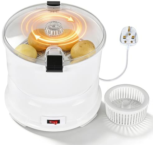 Electric Potato Peeler, 85W Automatic Vegetable Peeler Machine, Electric Fruit Peeler Machine with 1kg Capacity, Stainless Steel, for Home Kitchen Peeling Potatoes and Dehydrating Vegetables