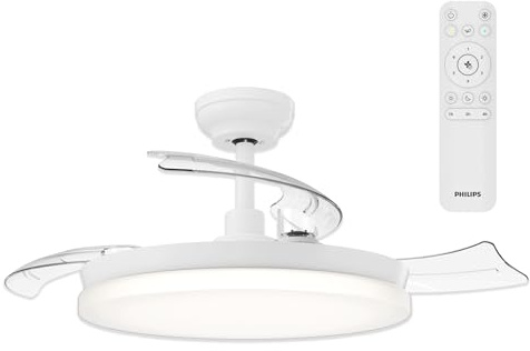 Philips Solr Ventilatore a soffitto, 3 pale retrattili e LED, Bianco