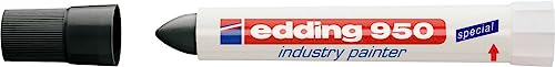 edding 950 industry painter - black - 10 pens - round tip 10 mm - marker for writing on metal, rocks, wood - rough or wet surfaces - Permanent, waterproof