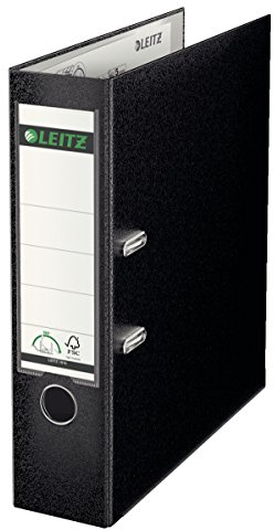 Leitz Qualitäts-Ordner 180° Plastik, das Original, A4 Aktenordner 8 cm breit, 90% Recycling-Karton, 30% Pre-Consumer Recycling-Kunststoff, Mit 180° Mechanik, 600 Blatt, Schwarz, 10101095
