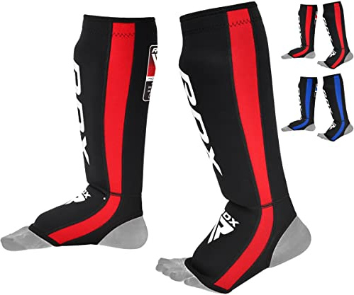 RDX T6 Slip-On Guards - MMA, Muay Thai & Kickboxing Shin Pads for Training & Sparring - Lightweight Protective Design