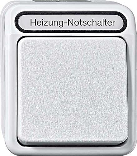 Schneider Electric MEG3448-8029 Heizungs-Notschalter Aus/Wechsel,1-polig mit Kontroll-Langfeldleuchte, lichtgrau, AQUASTAR Merten
