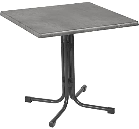 acamp Gartentisch wetterfest Piazza Quadratisch | Stahl-Gestell klappbar | Sicherer Stand Dank Niveau-Ausgleich | Klapptisch mit robuster Tischplatte | Balkon-Tisch 80x80 cm in Anthrazit - Cemento