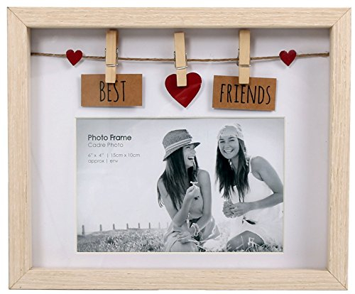 Wäscheleine-Fotorahmen aus Holz mit Klammern für 6x4 Foto, holz, Best Friend