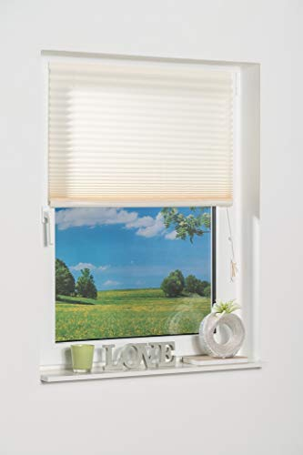 K-home 191075-6 Klebe-Plissee Creme Lichtschutz, 90 x 130 cm (B x L)