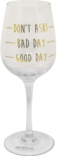 BARGAINS-GALORE Pack of 2 Wine Champagne Glass Flute – Gold, Don’t Ask Bad Day Good Day Quote, Novelty Gift for Him Her Office Present Xmas Wedding Hen Party Stag Do