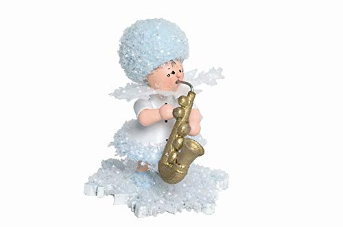 Drechslerei Kuhnert Schneeflöckchen mit Saxophon - 5 cm