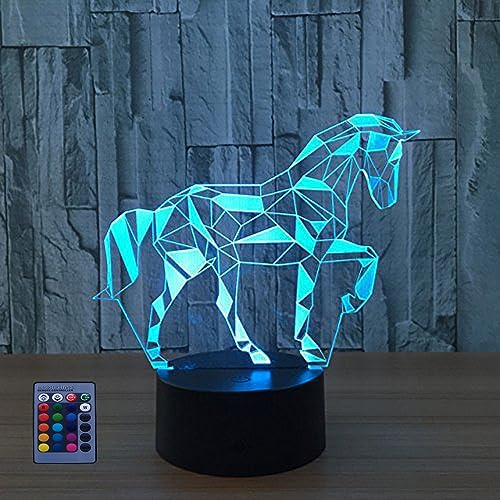 3D Pferd Optical Illusions LED Lampen Fernbedienung 7/16 Farbwechsel Berühren Tabelle Schreibtisch-Nacht Licht Mit USB-Kabel für Kinder Schlafzimmer Geburtstagsgeschenke Geschenk