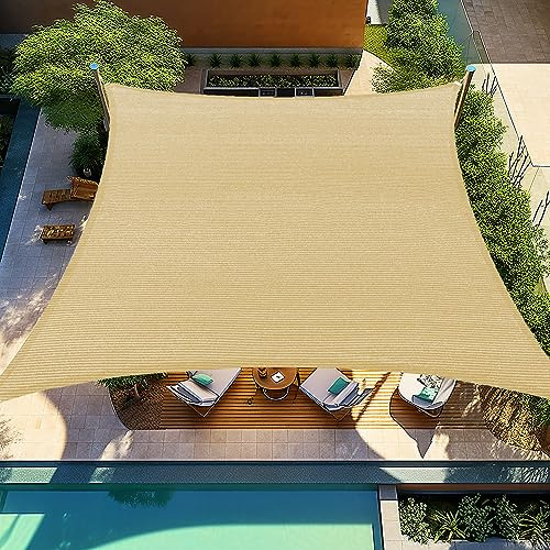 Shade&Beyond Sonnensegel, rechteckig, 2,1 x 33 m, Sonnenschutz, UV-Schutz, für Terrasse, Hof, Hinterhof, Sand