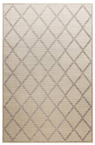Homie Living I Moderner Flachgewebe Kurzflor Teppich - Läufer für Küche, Esszimmer, Flur I Bergamo I (160 x 225 cm, Beige Grau)
