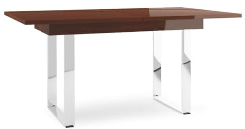 Casa Padrino Luxus Esstisch Hochglanz Braun/Silber 160-220 x 90 x H. 77 cm - Moderner Ausziehbarer Küchentisch