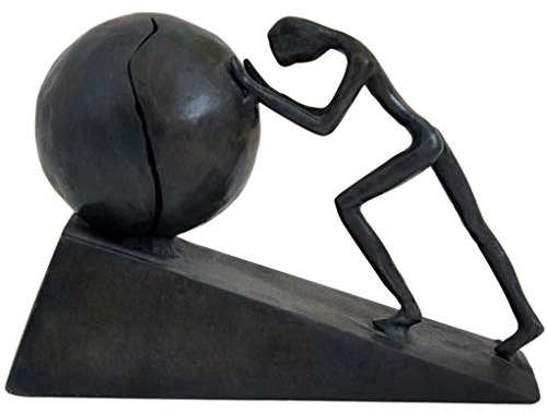 Briskfeel Metall-Skulptur Mann mit Kugel, Metallskulptur, Sportler, Kunst, Metallornament, Dekoration für Zuhause und Büro (B2 stark)