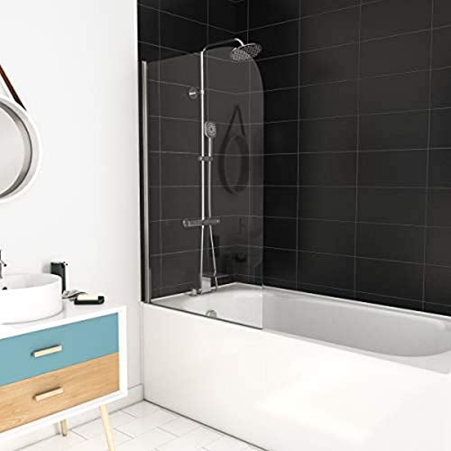 AURLANE Pare Baignoire PIVOTANT 130x75cm Profile Aluminium Chrome - Vela Chrome