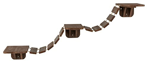 TRIXIE Katzensteg, Wandhalterung, DREI Plattformen, verbunden durch Bridge, Braun