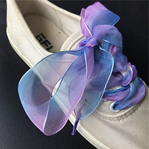 Egurs - Lacci piatti, 5 paia di nastri in organza sfumati, larghezza 2,5 cm, per donne e ragazze, scarpe da ginnastica, 5 colori, 120 cm