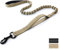 rabbitgoo Starke Bungee Hundeleine mit 2 Gepolsterten Griff und Metallhaken, Taktische Sicherheit Hundeführleine für Große/Mittlere Hunde, Flexi Elastische Ruckdämpfer Führleine, Braun 114-158cm