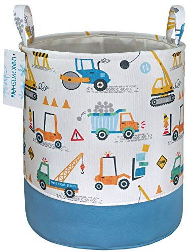 LANGYASHAN Aufbewahrungskorb, Baumwolle, faltbar, für Mädchen, Wäschekorb, Spielzeugkorb, Geschenkkörbe, Schlafzimmer, Kleidung, Babyzimmer (Maschinenfahrzeug)