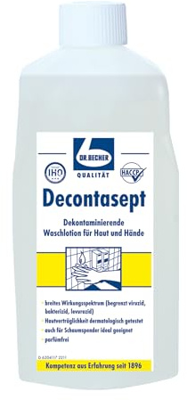 3x DR. BECHER Decontasept | Dekontaminationsmittel | Ganzkörperwaschung für Haut und Hände | in 1L Flasche | Hautverträglichkeit dermatologisch bestätigt | plus Gratis Thank You Aufkleber
