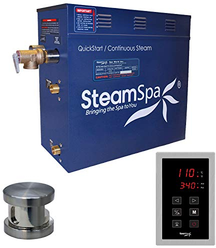 SteamSpa 9kW Steam Sauna Generator Sentry Series 240V Steam Generator with Touch Screen, Steamhead, Built-in Steam Shower Auto Drain, ACU Quickstart Steam Bath Generator Bundle SNT900BN-A