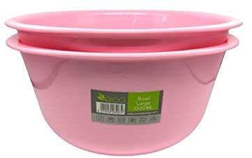 Reusable ECO Unbreakable Colourful Plastic Bowls Set-of-2 - Shatterproof - 100% Food Safe - Perfect for Camping, Indoors, Outdoors, and picnics (Large 3500ml) (Pink)