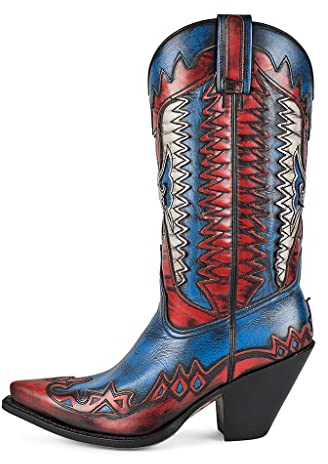 Sendra Boots - 3840 Stivali da cowboy da donna e da uomo con tacco e punta - Stile Camper Boot bianco e nero - Stivali alla moda - 36