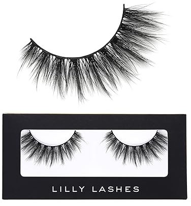 Lilly Lashes Premium Synthetic Lashes LA, Fake Eyelashes Natural Look, Full Bodied Natural Look, False Lashes, Vegan Strip Lash, Reusable Up to 10 Wears, 15mm