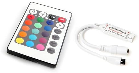 LumenTEC Led Streifen Controller,Wifi/App/RF/IR arbeite mit Alexa, Dimmer Controller für Android/IOS System Einfarbig/RGB 5V-28V (RGB-24), 243103, Mehrfarbig