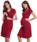 Irdcomps Chemise de Nuit Maternité Femme Coton Robe Patineuse Maternité d'allaitement Robes Vêtements Grossesse Allaitement Pyjama à Manches Courtes Vin Rouge L