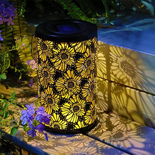 Lampe Solaire Exterieur Decorative, Lanterne Solaire Exterieur Jardin à Suspendre, Lanterne Marocaine Exterieur, Lampe Solaire de Jardin Led, Deco Jardin Exterieur Original Metal Lumineux Moderne IP55