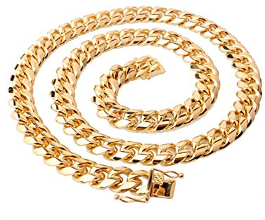 Whoiy Panzerkette Edelstahl für Herren, Gold Kette Männer Breit 14MM Hip Hop Halskette Edelstahlkette