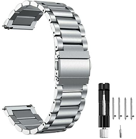 MUENShop 20mm Cinturini in Metallo Compatibile con Samsung Galaxy Watch 3 41mm Galaxy Watch Active 2 40mm/44mm Huawei Watch GT 3 42mm Garmin Vivoactive 3 Cinturino in Acciaio Inossidabile