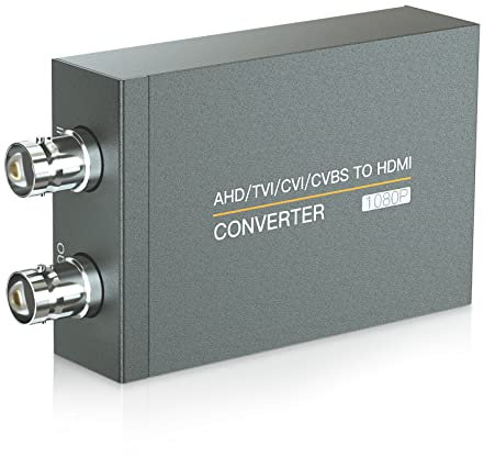 TVI/CVI/AHD to HDMI Converter, Full HD 4K 720P/ 1080P/ 3MP/ 4MP/ 5MP/ 8MP AHD/ TVI/ CVI Signal to HDMI Video Adapter, BNC(TVI/ CVI/ AHD/ CVBS) Video Signal to Display on Monitor/ HDTV with HDMI Input