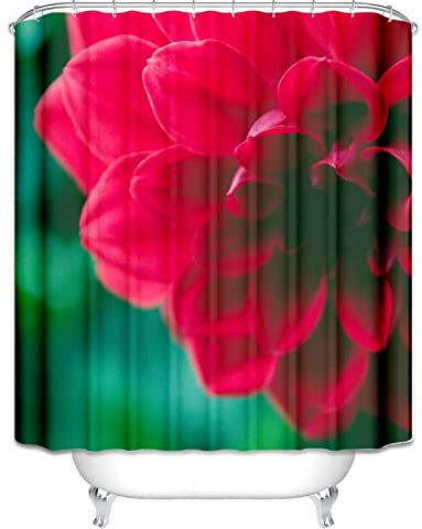 EHOMERY Duschvorhang Umbrella Duschrollo Mit Motiv Dahlien-Blume Polyester Rostfreie Ösen Und 12 Hakenringe, 160X180Cm