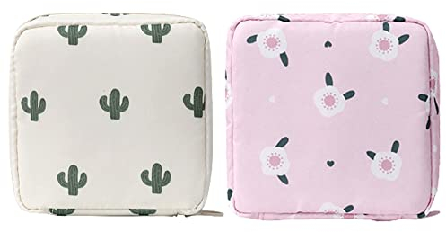 2 Pcs Sanitary Napkin Storage Bags Large Capacity Menstrual Cup Pouches Portable First Period Bags for Women Girls Ladies and Students