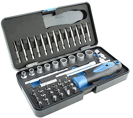 MichaelPro MP012004BL - Juego de 52 puntas de destornillador intercambiables con mango de acero S2 con equipaje de mano