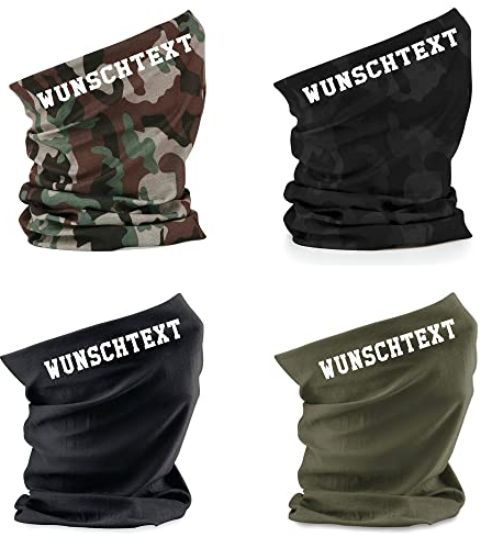Schlauchschal mit Wunschtext vielseitig einsetzbar atmungsaktives Gewebe Bandana Stirnband