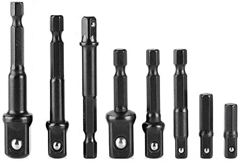 Gasea 8pcs 1/4, 3/8,1/2 Extension Socket Adapter Set for Impact Driver Ratchet Docket Extentsion Conversion Tool