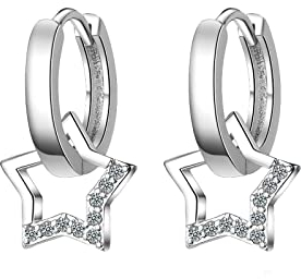 Stella Ohrringe Silber Hängend - 925 Creolen Klein für Damen und Mädchen - 12mm Schmuck