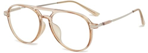 Lanomi Mode Pilot Lesebrille Blaulichtfilter Damen Herren Kunststoff Vollrahmen Lesehilfe UV400 Schutz Brille mit Sehstärke Transparent Braun Piloten Lesebrillen 2.0