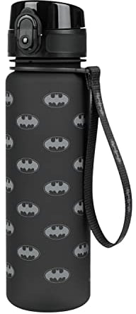 Baagl Children's Water Bottle, Leak-Proof Water Bottle, 500 ml, School and Sports Bottle for Boys Tritan (Batman Logo)