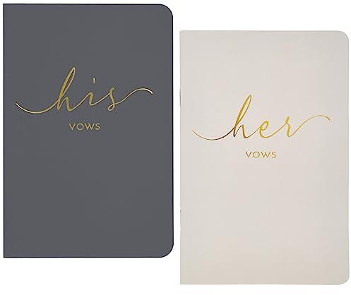 Urnseh Wedding Vow Books His And Hers, Officiant Book For Wedding Ceremony, Gold Foil Wedding Notebook Bride Groom Booklet For Wedding Gifts, 28 Pages, 15.0 cm X 9.9 cm, Wedding Journal, Grey Milk