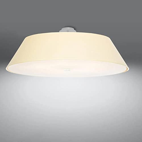 famlights Deckenlampe & Deckenbeleuchtung Vaya in Weiß 5-flammig 700mm Modern schlichte VEGA E27 Stoff Wohnzimmer Esszimmer | 5-flammig