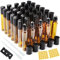 DKBT Roll on Glasflaschen für ätherisches öl Roll on öl Flasche Leer Rollon Flaschen für öle mit Edelstahl-Roller Ball ätherische öle Roll on für ätherische Öle (Braun 35 Stück)
